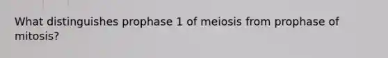 What distinguishes prophase 1 of meiosis from prophase of mitosis?