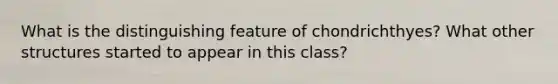 What is the distinguishing feature of chondrichthyes? What other structures started to appear in this class?