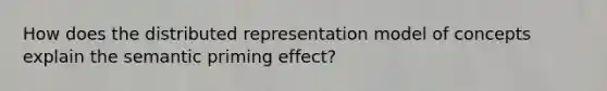 How does the distributed representation model of concepts explain the semantic priming effect?