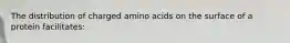 The distribution of charged amino acids on the surface of a protein facilitates: