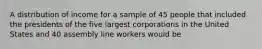 A distribution of income for a sample of 45 people that included the presidents of the five largest corporations in the United States and 40 assembly line workers would be