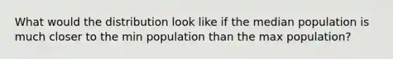 What would the distribution look like if the median population is much closer to the min population than the max population?