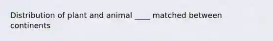 Distribution of plant and animal ____ matched between continents