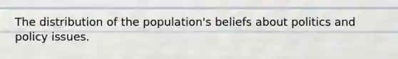 The distribution of the population's beliefs about politics and policy issues.