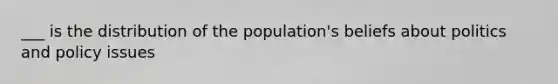 ___ is the distribution of the population's beliefs about politics and policy issues