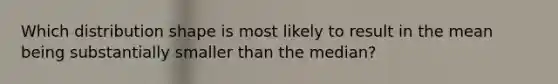 Which distribution shape is most likely to result in the mean being substantially smaller than the median?