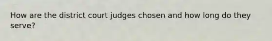 How are the district court judges chosen and how long do they serve?