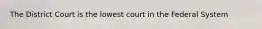 The District Court is the lowest court in the Federal System