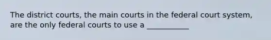 The district courts, the main courts in the federal court system, are the only federal courts to use a ___________