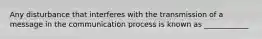 Any disturbance that interferes with the transmission of a message in the communication process is known as ____________