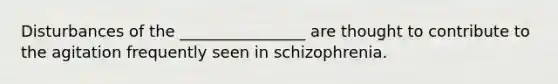 Disturbances of the ________________ are thought to contribute to the agitation frequently seen in schizophrenia.