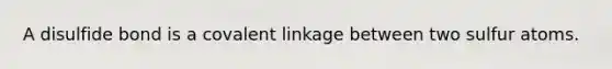 A disulfide bond is a covalent linkage between two sulfur atoms.