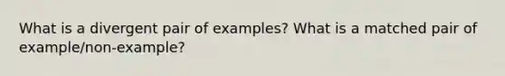 What is a divergent pair of examples? What is a matched pair of example/non-example?