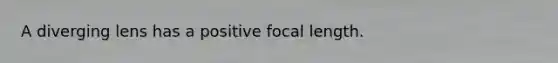 A diverging lens has a positive focal length.