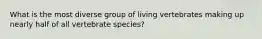 What is the most diverse group of living vertebrates making up nearly half of all vertebrate species?