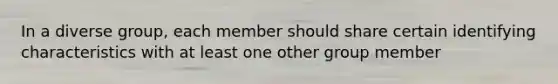 In a diverse group, each member should share certain identifying characteristics with at least one other group member