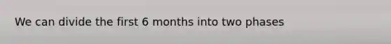 We can divide the first 6 months into two phases