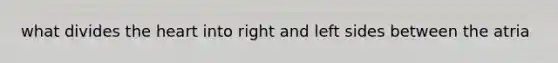 what divides the heart into right and left sides between the atria
