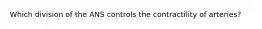 Which division of the ANS controls the contractility of arteries?