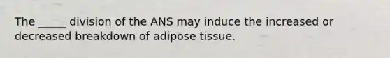 The _____ division of the ANS may induce the increased or decreased breakdown of adipose tissue.