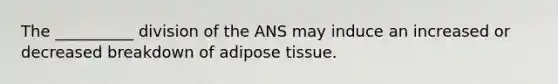 The __________ division of the ANS may induce an increased or decreased breakdown of adipose tissue.