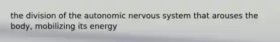 the division of the autonomic nervous system that arouses the body, mobilizing its energy