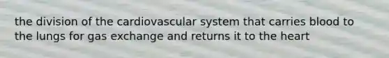 the division of the cardiovascular system that carries blood to the lungs for gas exchange and returns it to the heart