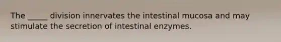 The _____ division innervates the intestinal mucosa and may stimulate the secretion of intestinal enzymes.