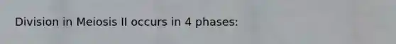 Division in Meiosis II occurs in 4 phases: