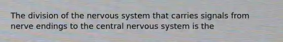 The division of the <a href='https://www.questionai.com/knowledge/kThdVqrsqy-nervous-system' class='anchor-knowledge'>nervous system</a> that carries signals from nerve endings to the central nervous system is the