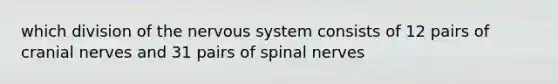 which division of the nervous system consists of 12 pairs of cranial nerves and 31 pairs of spinal nerves