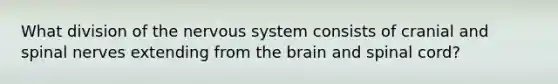 What division of the nervous system consists of cranial and spinal nerves extending from the brain and spinal cord?