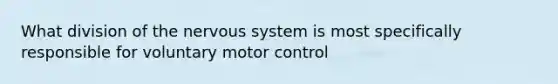 What division of the nervous system is most specifically responsible for voluntary motor control