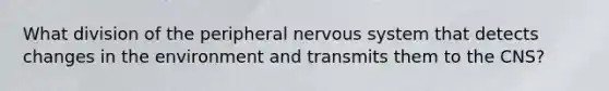 What division of the peripheral nervous system that detects changes in the environment and transmits them to the CNS?