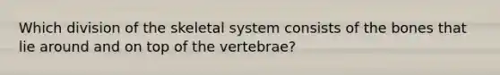 Which division of the skeletal system consists of the bones that lie around and on top of the vertebrae?