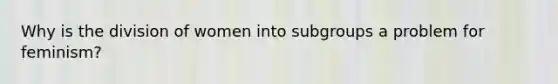 Why is the division of women into subgroups a problem for feminism?