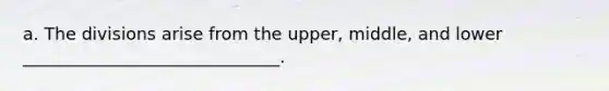 a. The divisions arise from the upper, middle, and lower ______________________________.