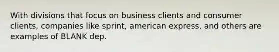 With divisions that focus on business clients and consumer clients, companies like sprint, american express, and others are examples of BLANK dep.