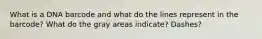 What is a DNA barcode and what do the lines represent in the barcode? What do the gray areas indicate? Dashes?