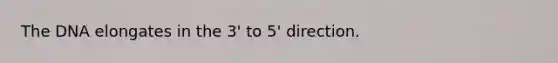 The DNA elongates in the 3' to 5' direction.