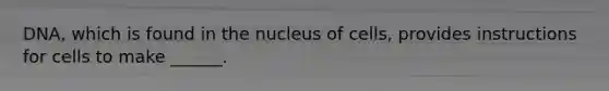 DNA, which is found in the nucleus of cells, provides instructions for cells to make ______.