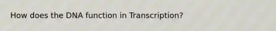 How does the DNA function in Transcription?