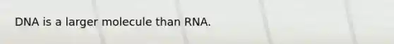 DNA is a larger molecule than RNA.