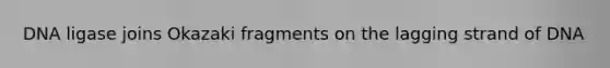 DNA ligase joins Okazaki fragments on the lagging strand of DNA