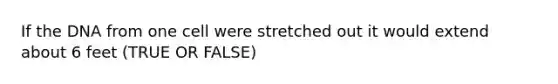 If the DNA from one cell were stretched out it would extend about 6 feet (TRUE OR FALSE)