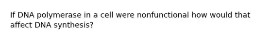 If DNA polymerase in a cell were nonfunctional how would that affect DNA synthesis?