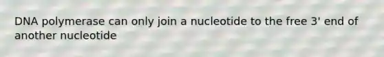 DNA polymerase can only join a nucleotide to the free 3' end of another nucleotide