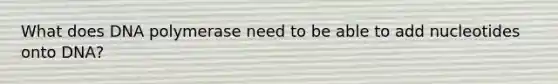 What does DNA polymerase need to be able to add nucleotides onto DNA?
