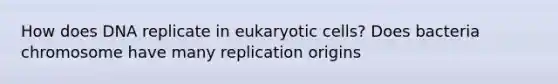 How does DNA replicate in eukaryotic cells? Does bacteria chromosome have many replication origins