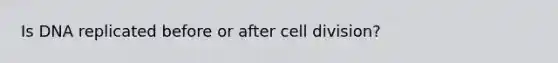 Is DNA replicated before or after cell division?